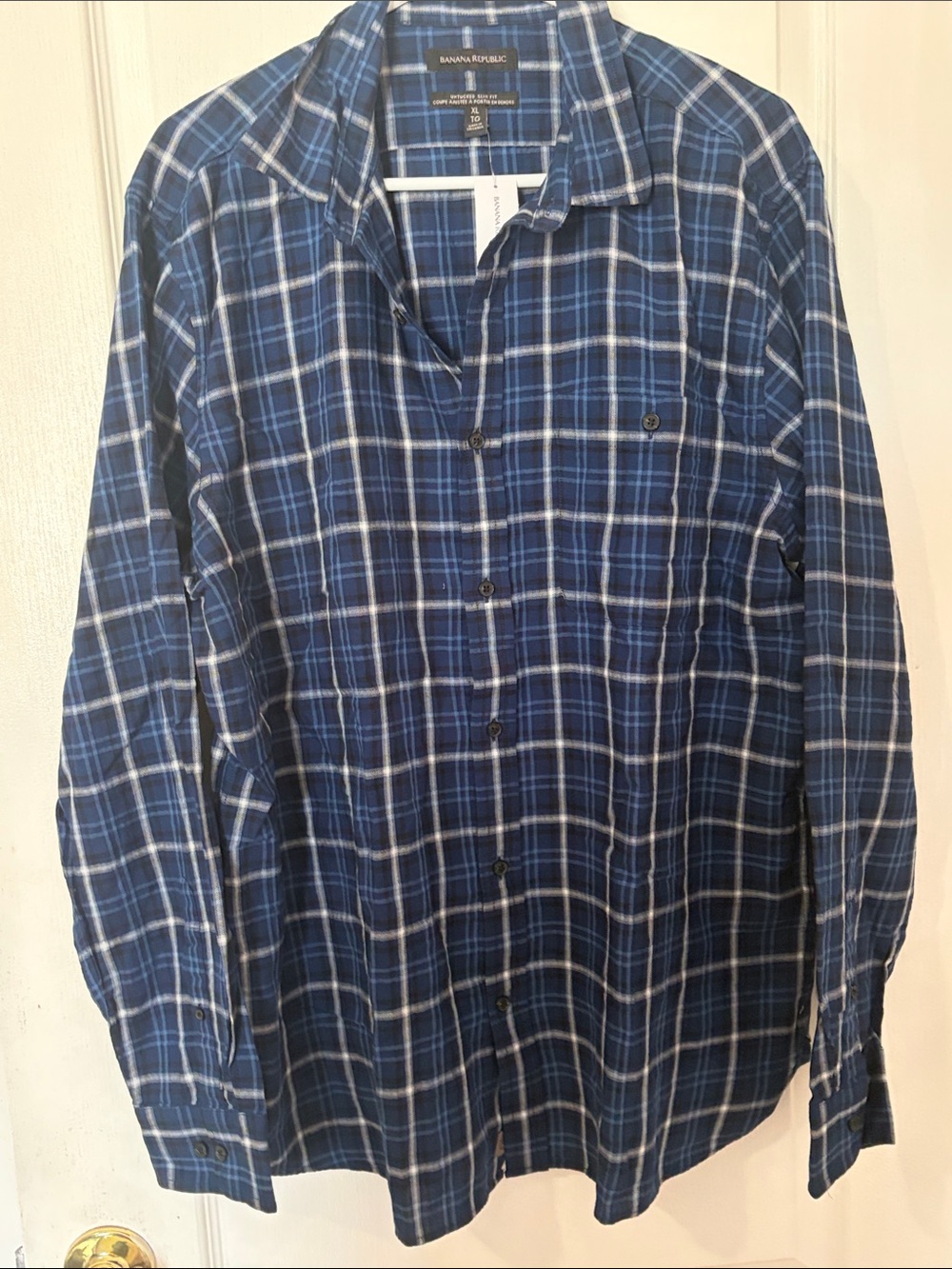 Banana Republic Navy Plaid Button-Down Shirt - Picture 2 of 4